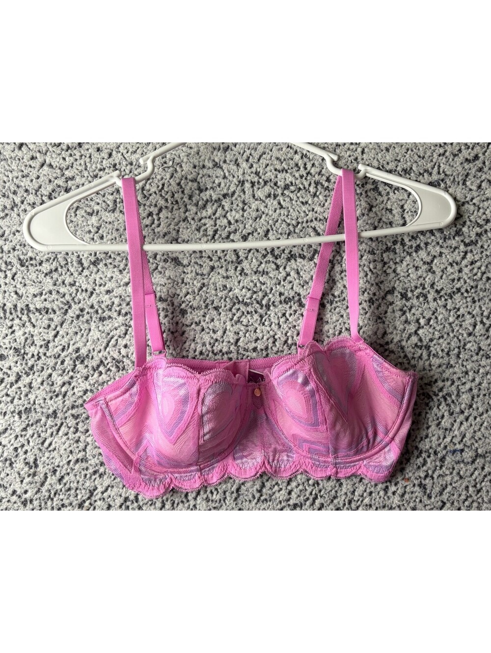 Adore Me Bra 34D Pink Lace Underwire Balconette Adjustable Straps NWT
